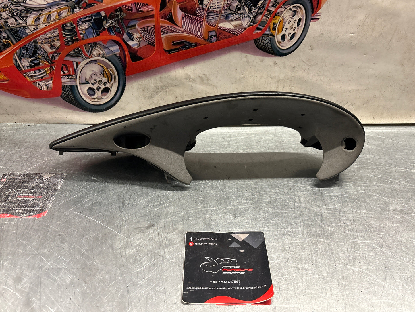 Porsche Boxster 986 RHD dashboard cluster trim,black/silver used 98655205600 / 98655205601