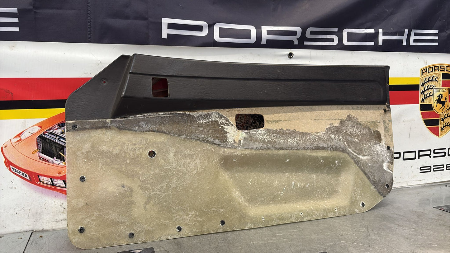 Porsche 924 / 944 early right electric Used door card, black, 477867012 no fabric!