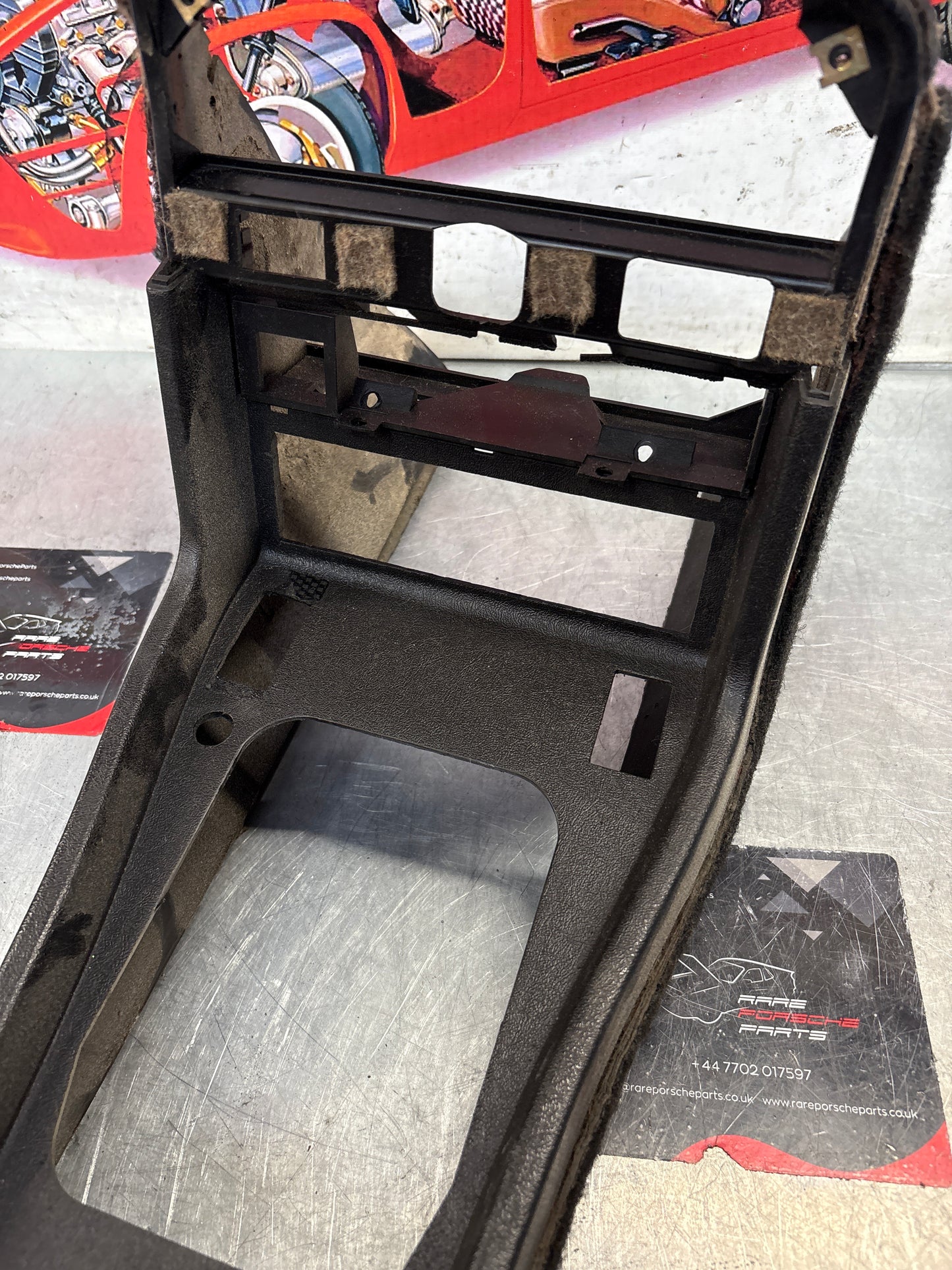 Porsche 924 944 centre console black with black carpet two switch hole 477857969 / 477857951 used