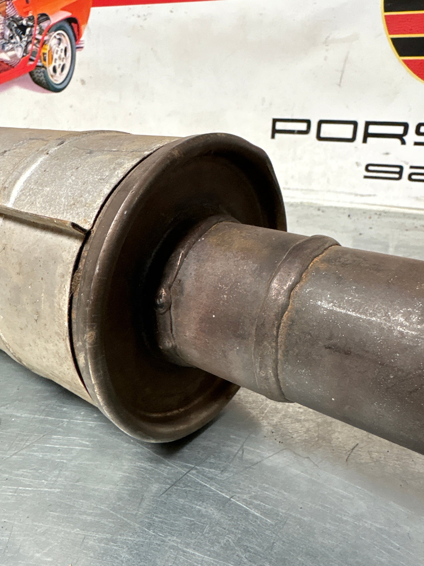 Porsche 944 S2 exhaust middle silencer with down pipe, 94411198502 used, pleas study photos