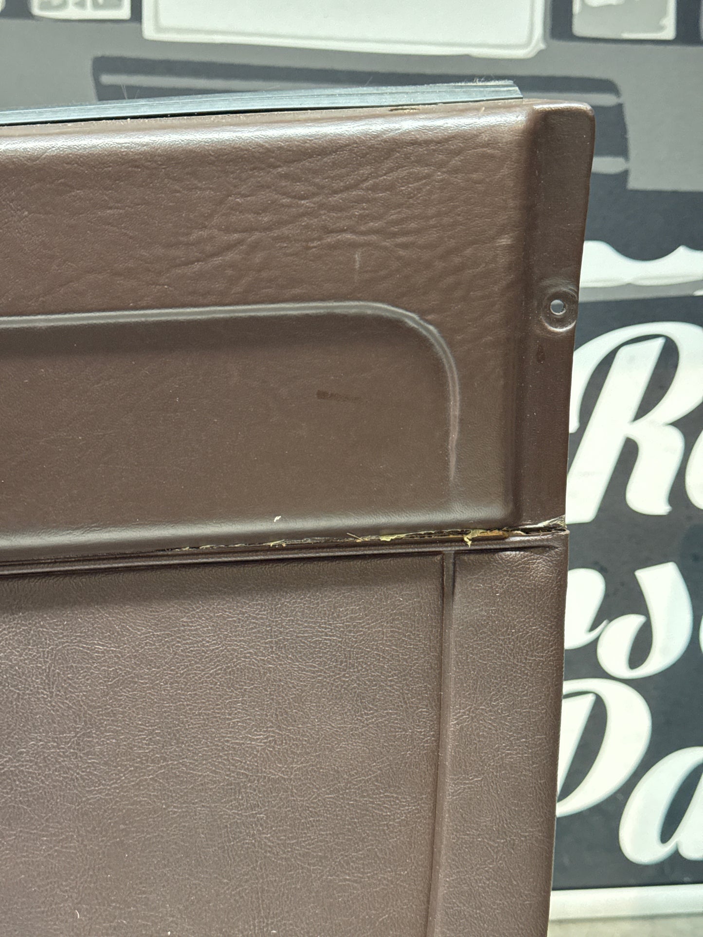 Porsche 924 / Early 944 brown RHD Drivers door card. Fibreglass repaired. 478867011
