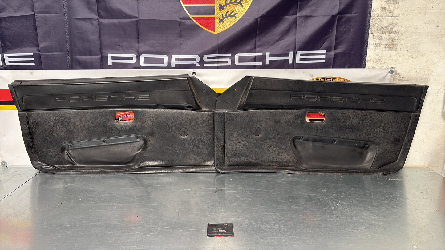 Porsche 924 / 944 Pair of early manual scripted door cards, used for spares or repair 477867012 / 477867011
