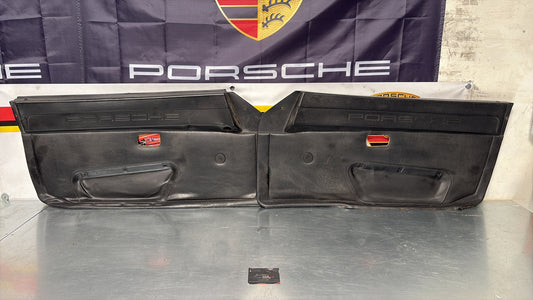 Porsche 924 / 944 Pair of early manual scripted door cards, used for spares or repair 477867012 / 477867011