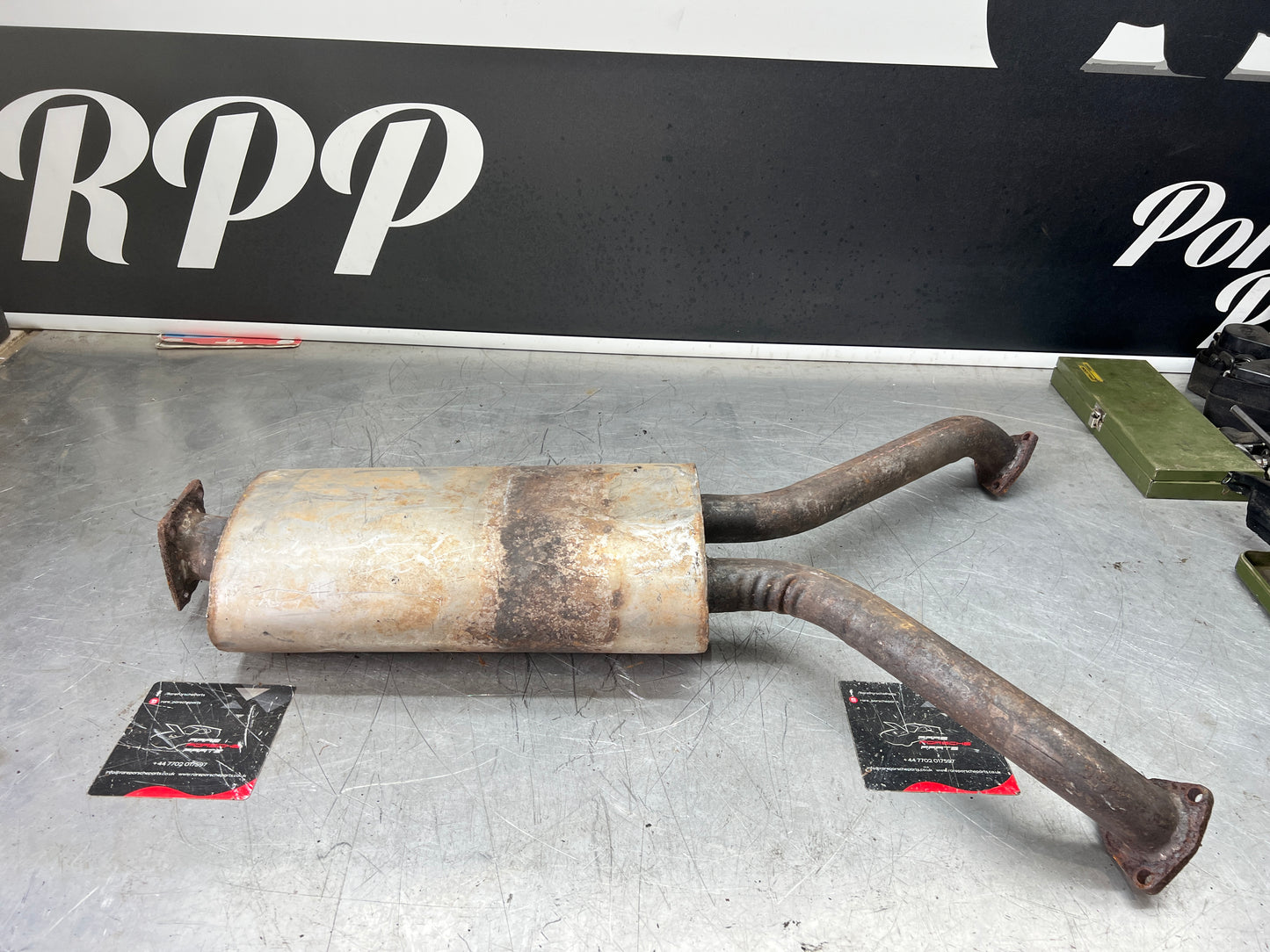 Porsche 928 front muffler, used 92811108207