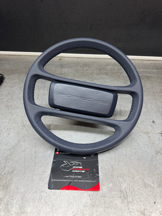 Porsche 944 blue leather steering wheel, refurbished. 94434708402