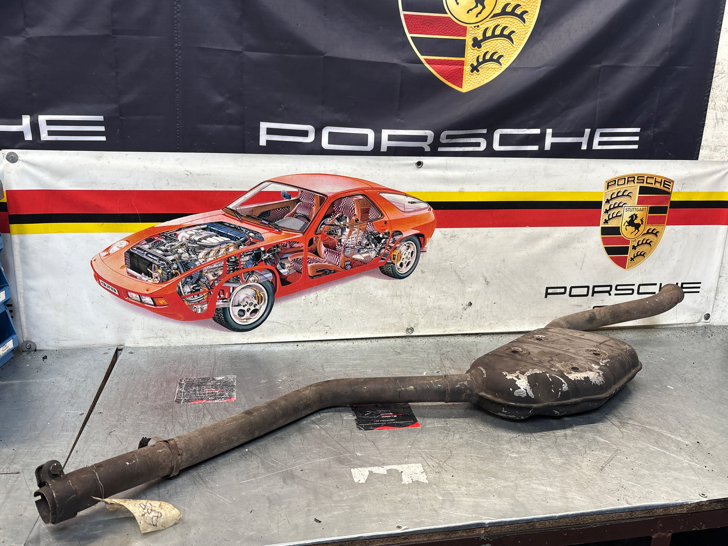 Porsche 928 Left side silencer, used 92811109301