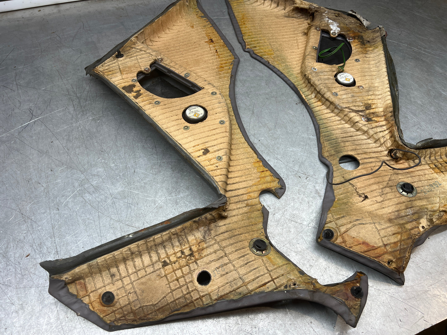 Porsche 944 Turbo S2 grey rear interior C Post trims/cards with M490 sound package, used spare or repairs 94455502113 / 94455502213