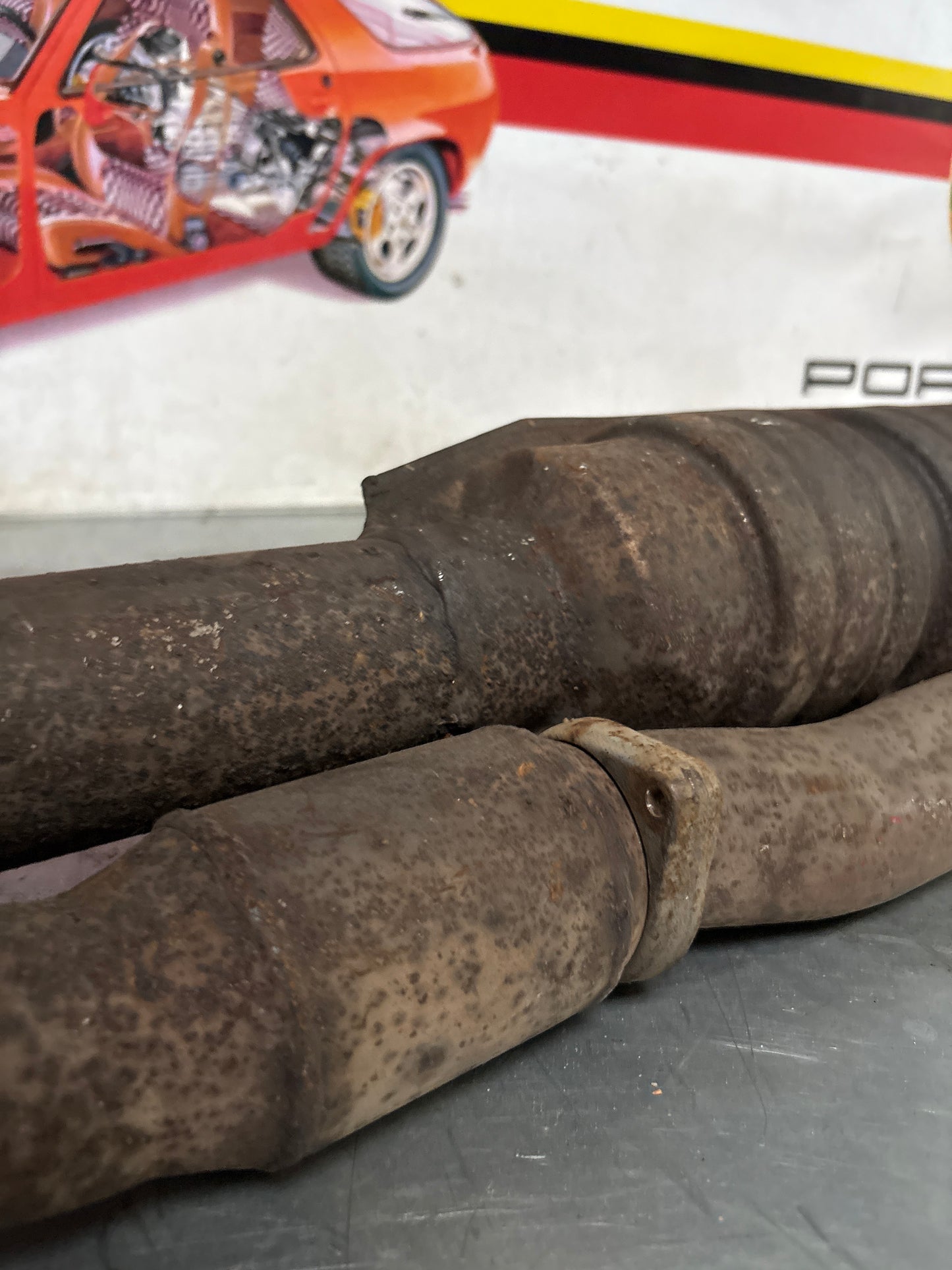 Porsche 944 Turbo front exhaust catalytic converter, used 95111109411