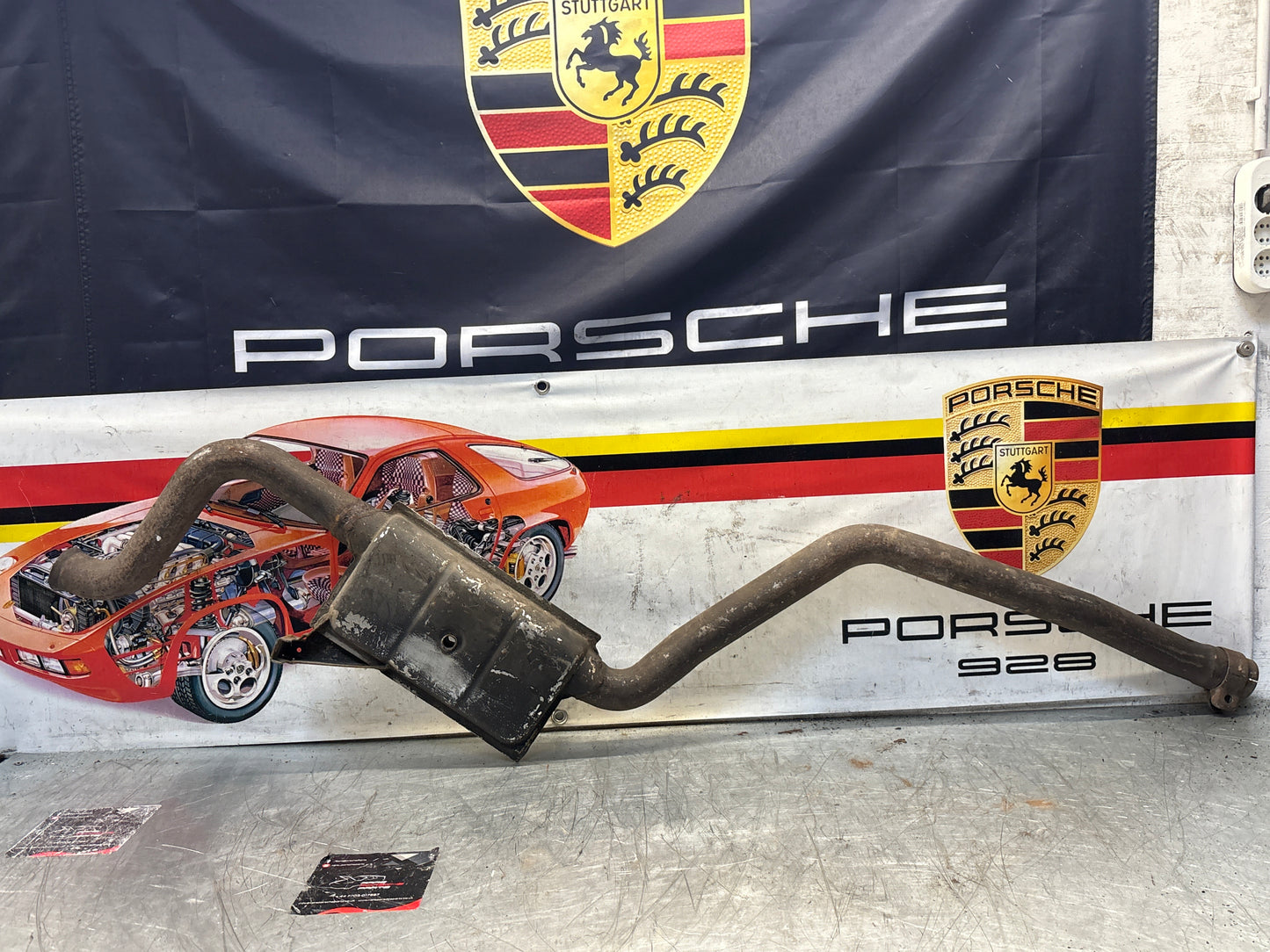 Porsche 928 S4 left middle silencer, used 92811109303