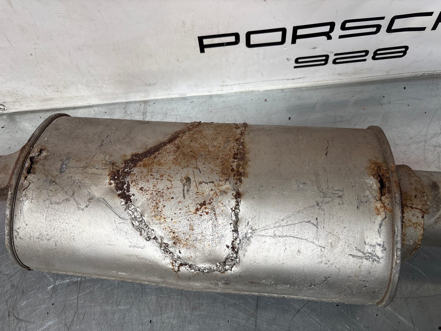 Porsche 944 Turbo exhaust system rear muffler, used, for spares or repair
