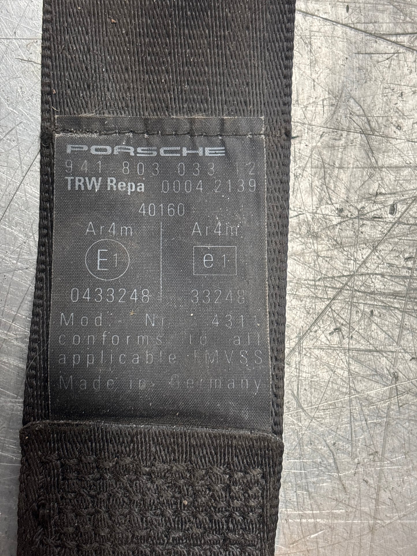 Porsche 944 Convertible Cabrio front left N/S seat belt 94180303312, used