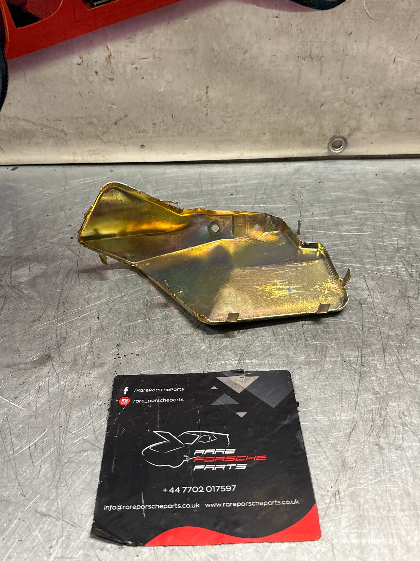 Porsche 928 82- mount cover heat shield plate left side, used 92837506701