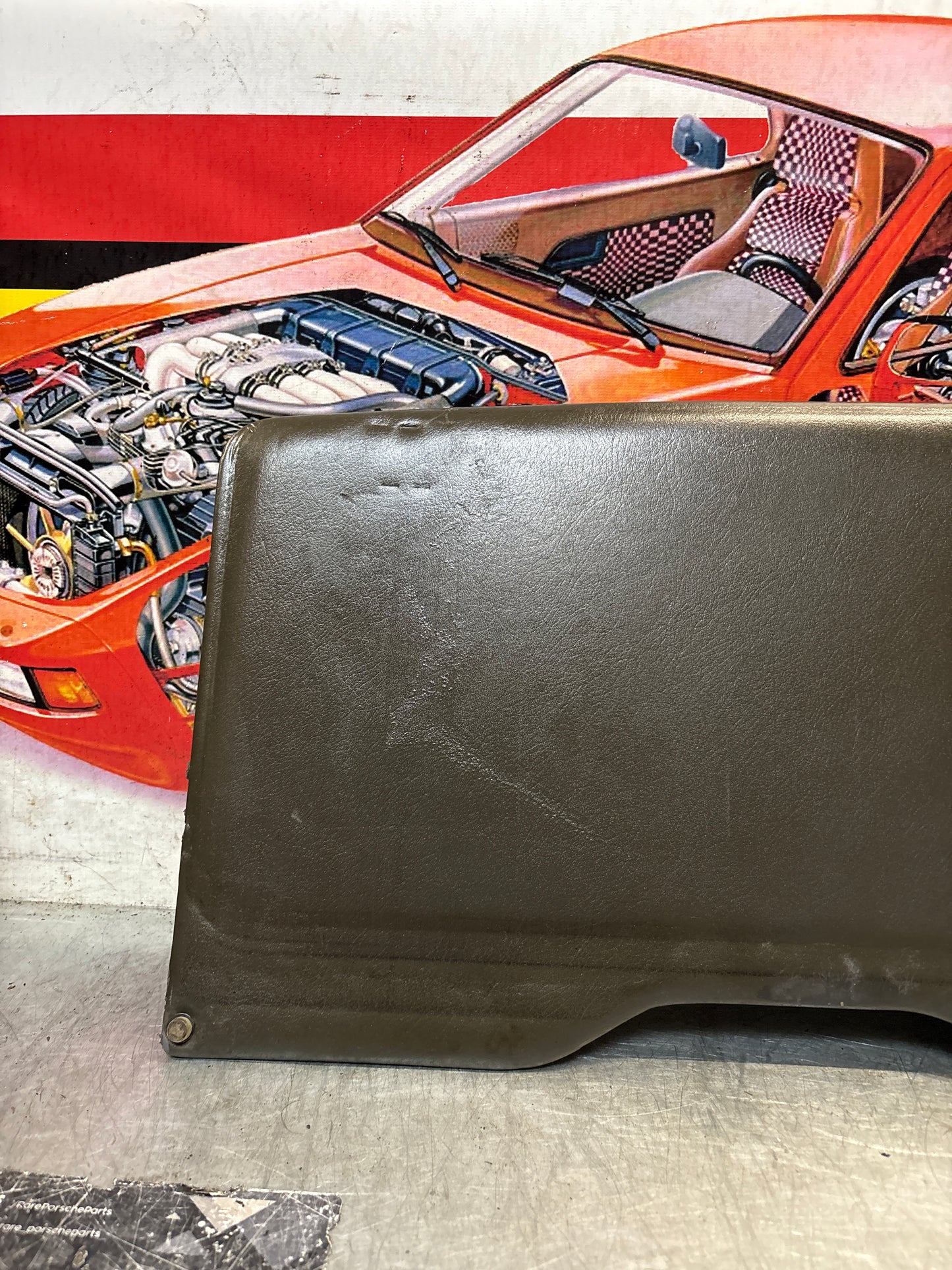 Porsche 928 sun roof headliner trim, greyish green, used 92856406950QC2