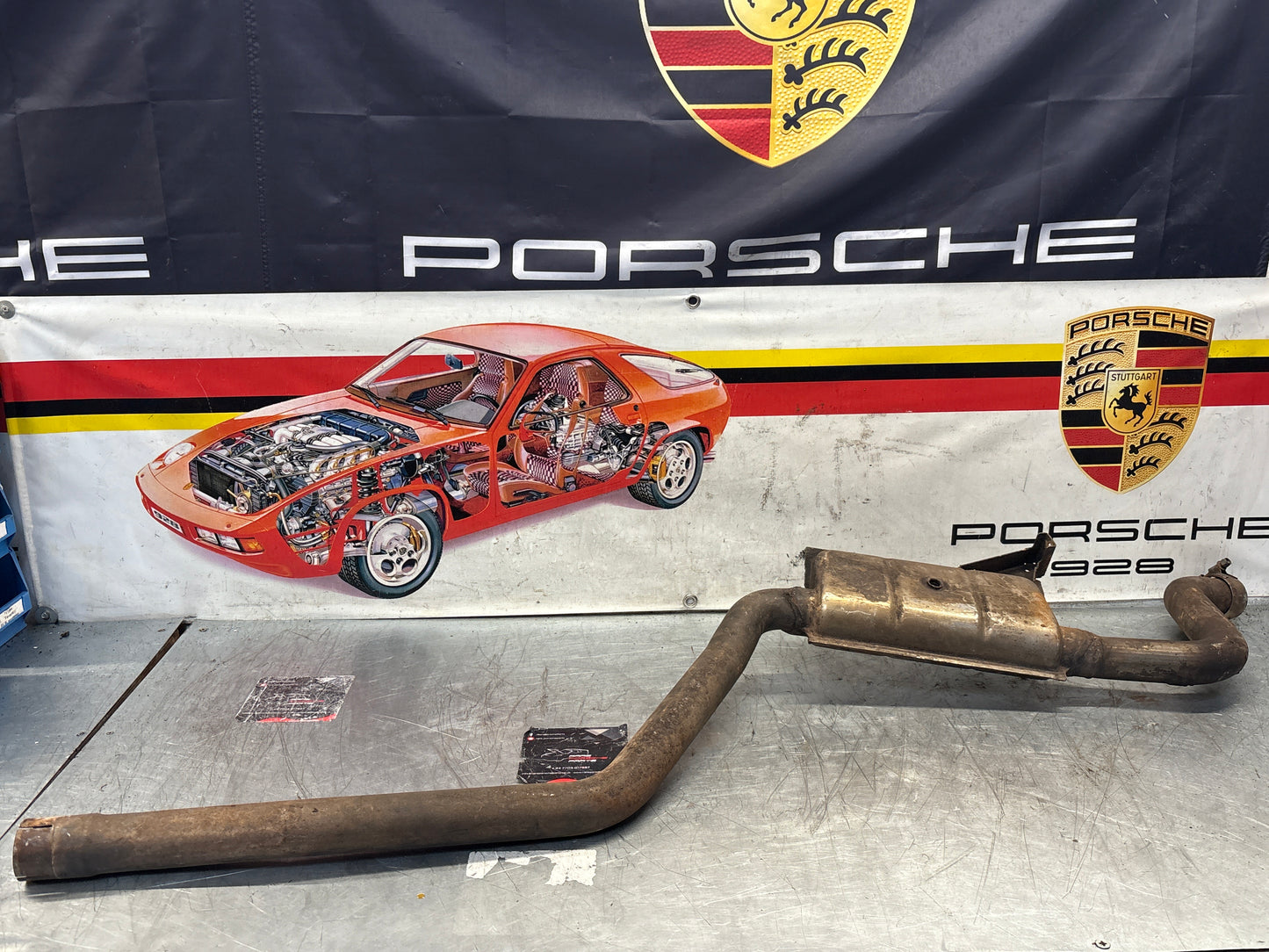Porsche 928 S4 left middle silencer, used 92811109303