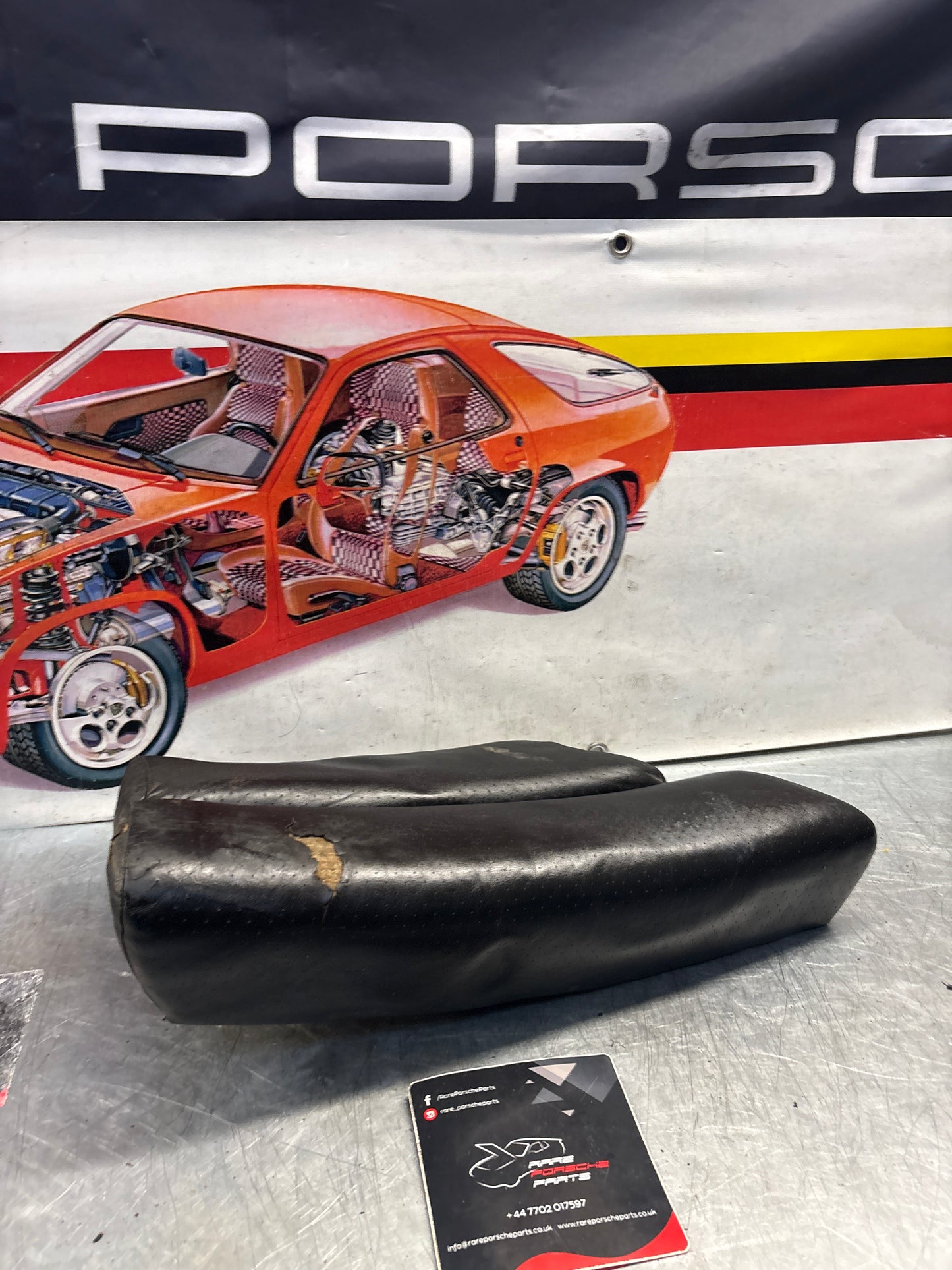 Porsche 928 rear left seat cushion, black, leather, used 92852205951