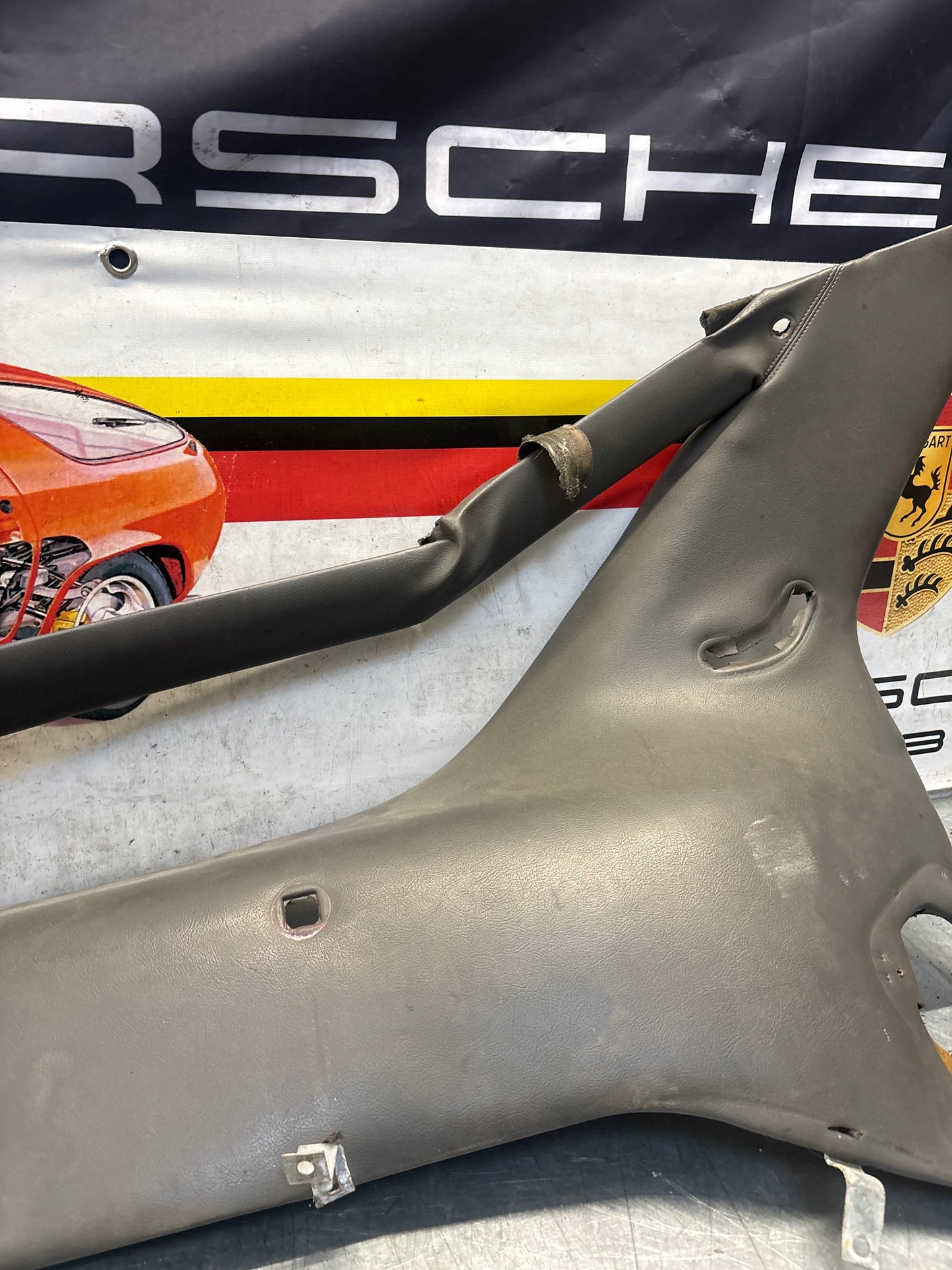 Porsche 928 left side lower side trim panel, grey used 92855502157