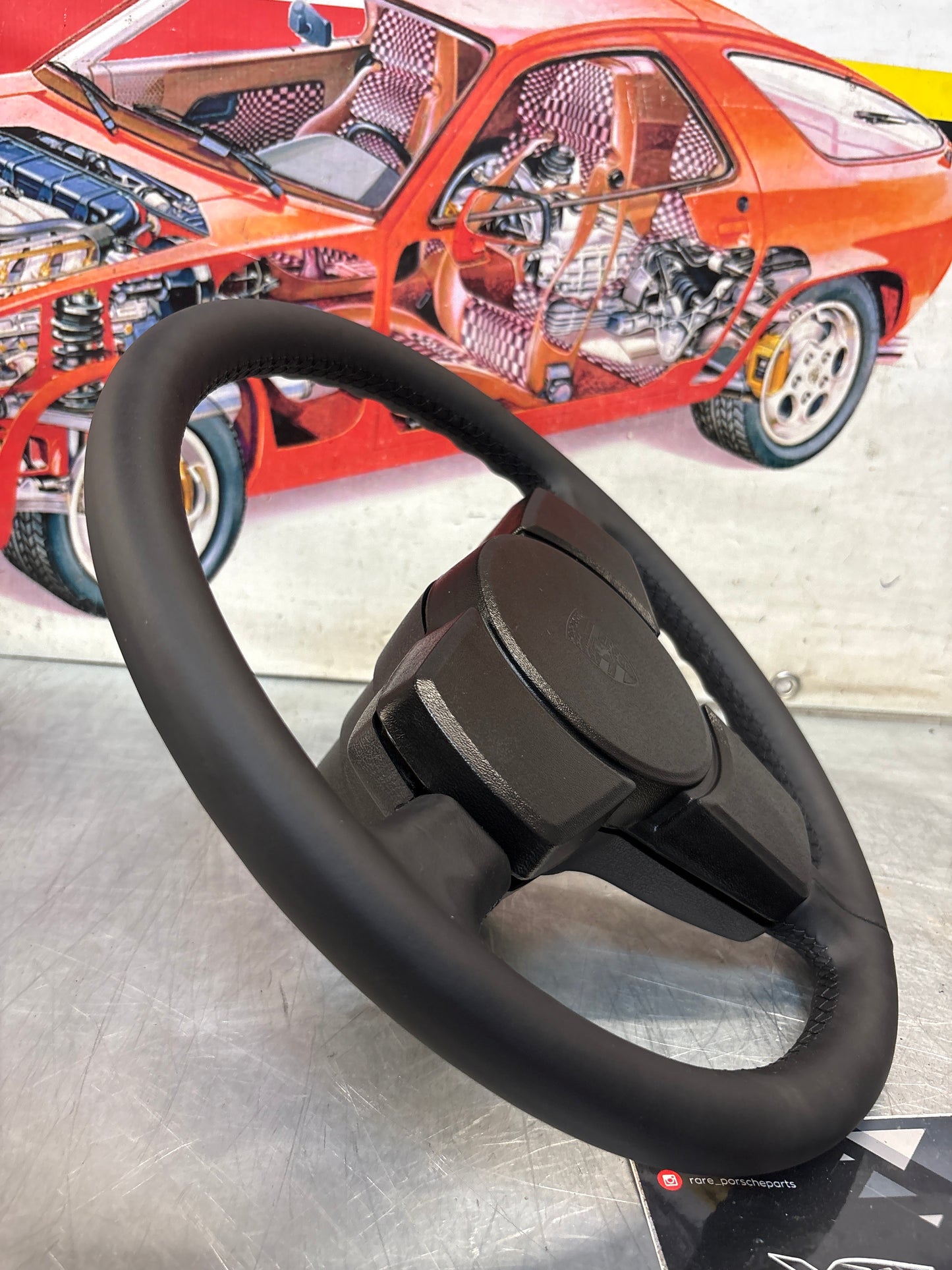 Porsche 924/944 3 Spoke Steering Wheel, black, refurbished