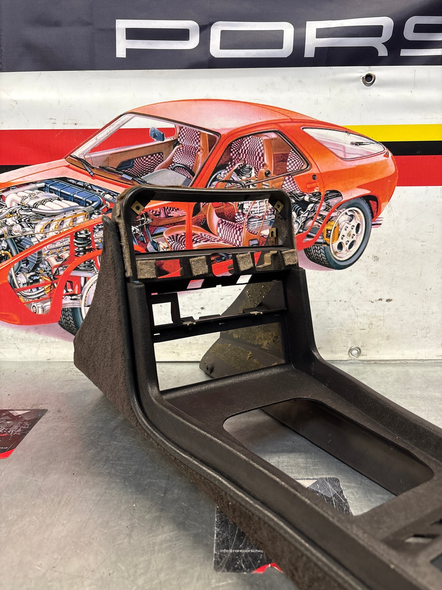 Porsche 924 centre console black, no switch holes 477857951 / 477857969 used