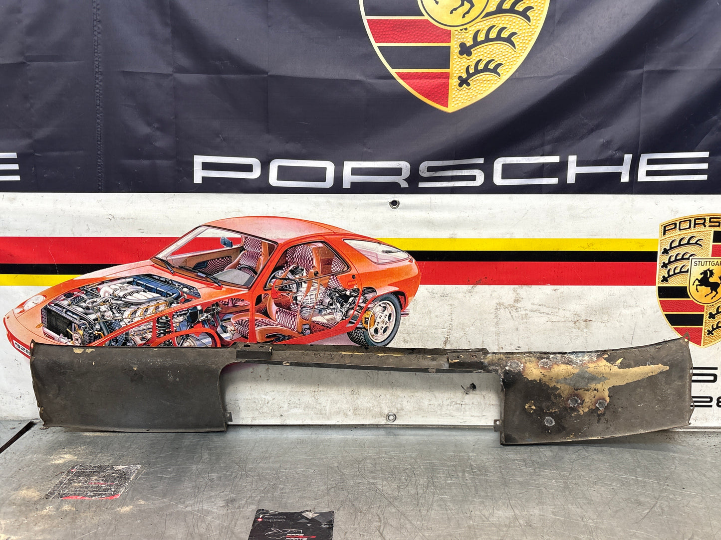 Porsche 924 Lower front valance, used, 94450303501 slightly bent