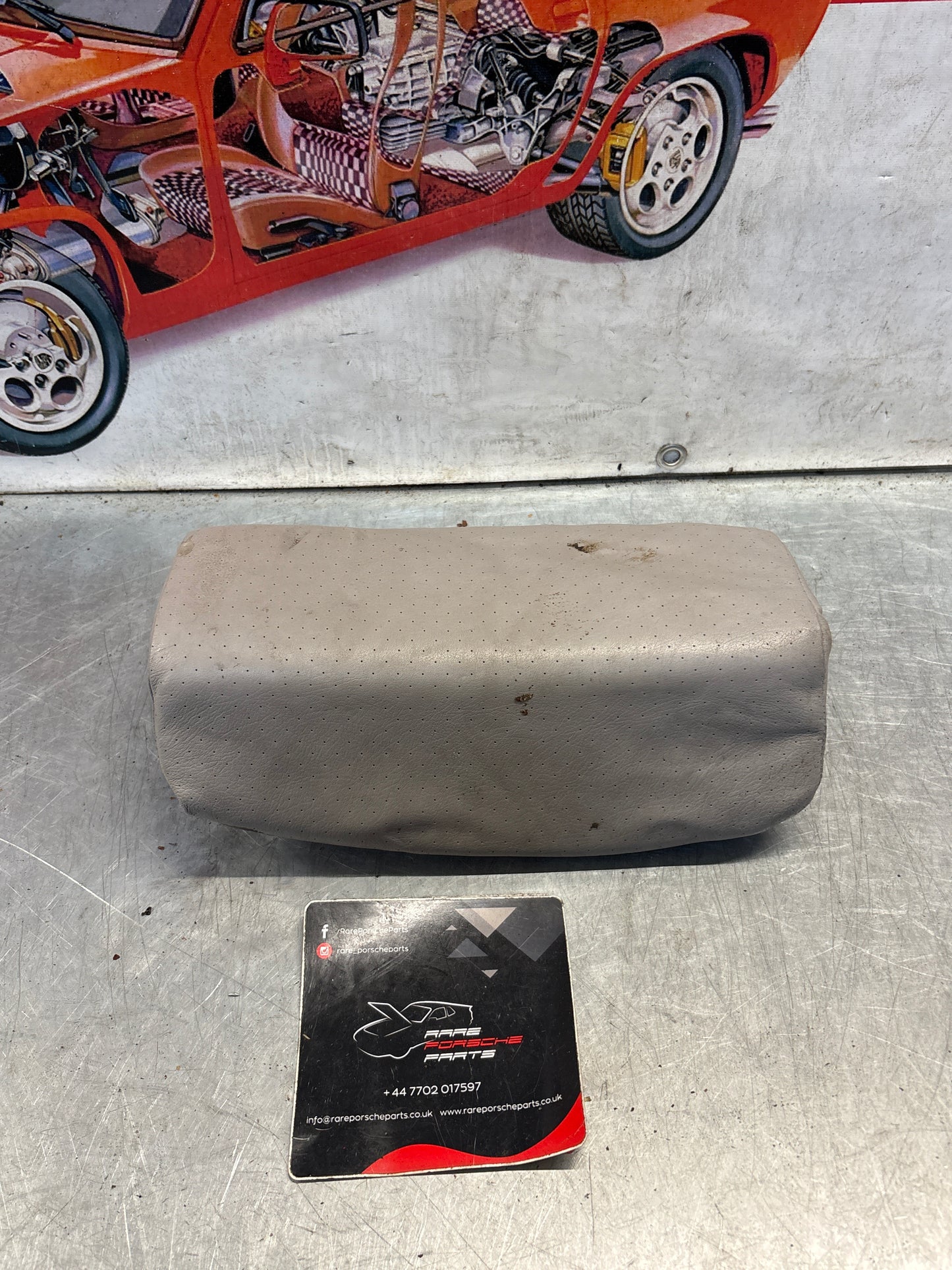 Porsche 928 rear right seat upper cushion, leather, grey, used 92852204650