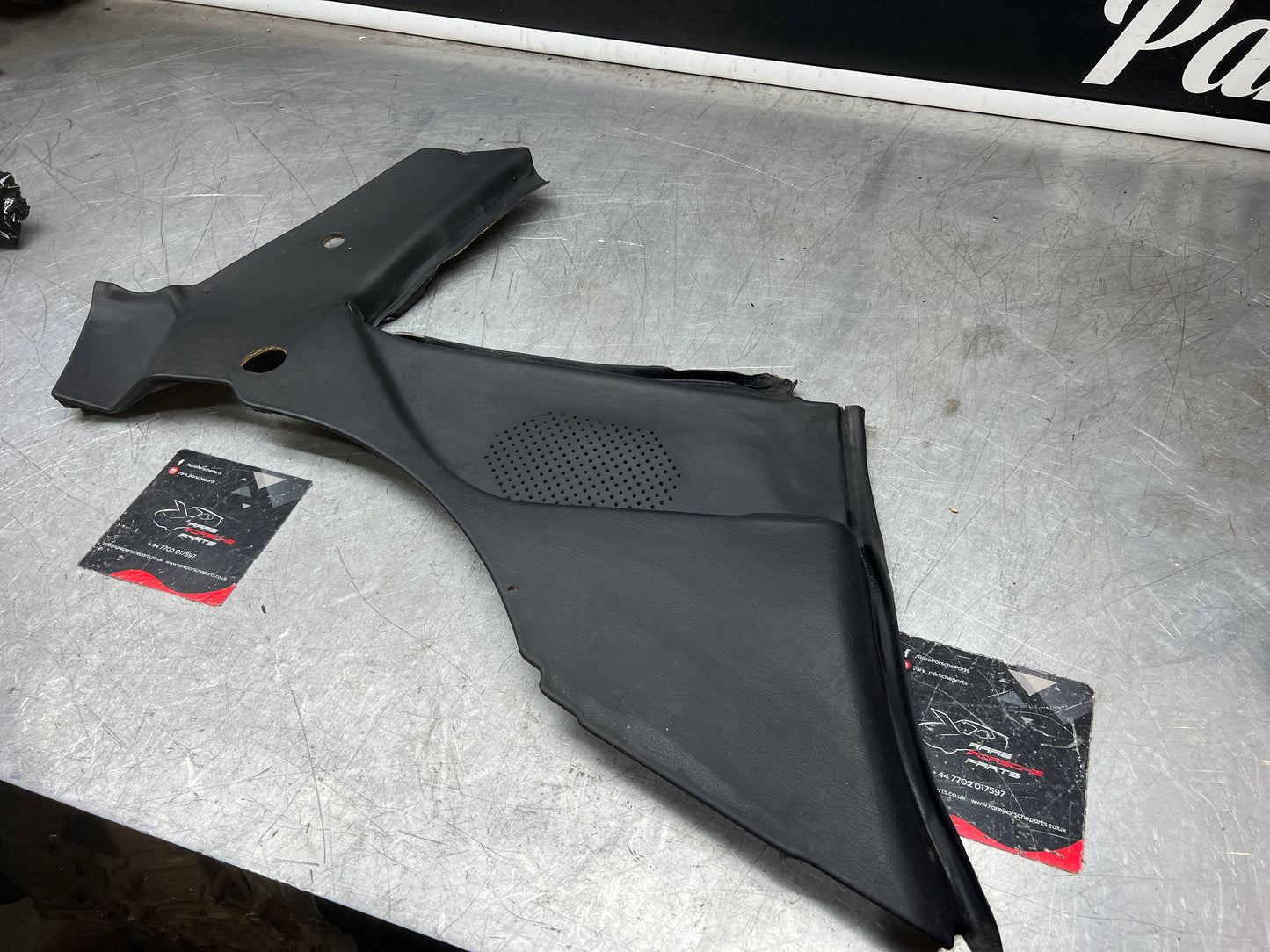 Porsche 944 black rear interior C Post trim card left side. Quarter panel trim used 944555021
