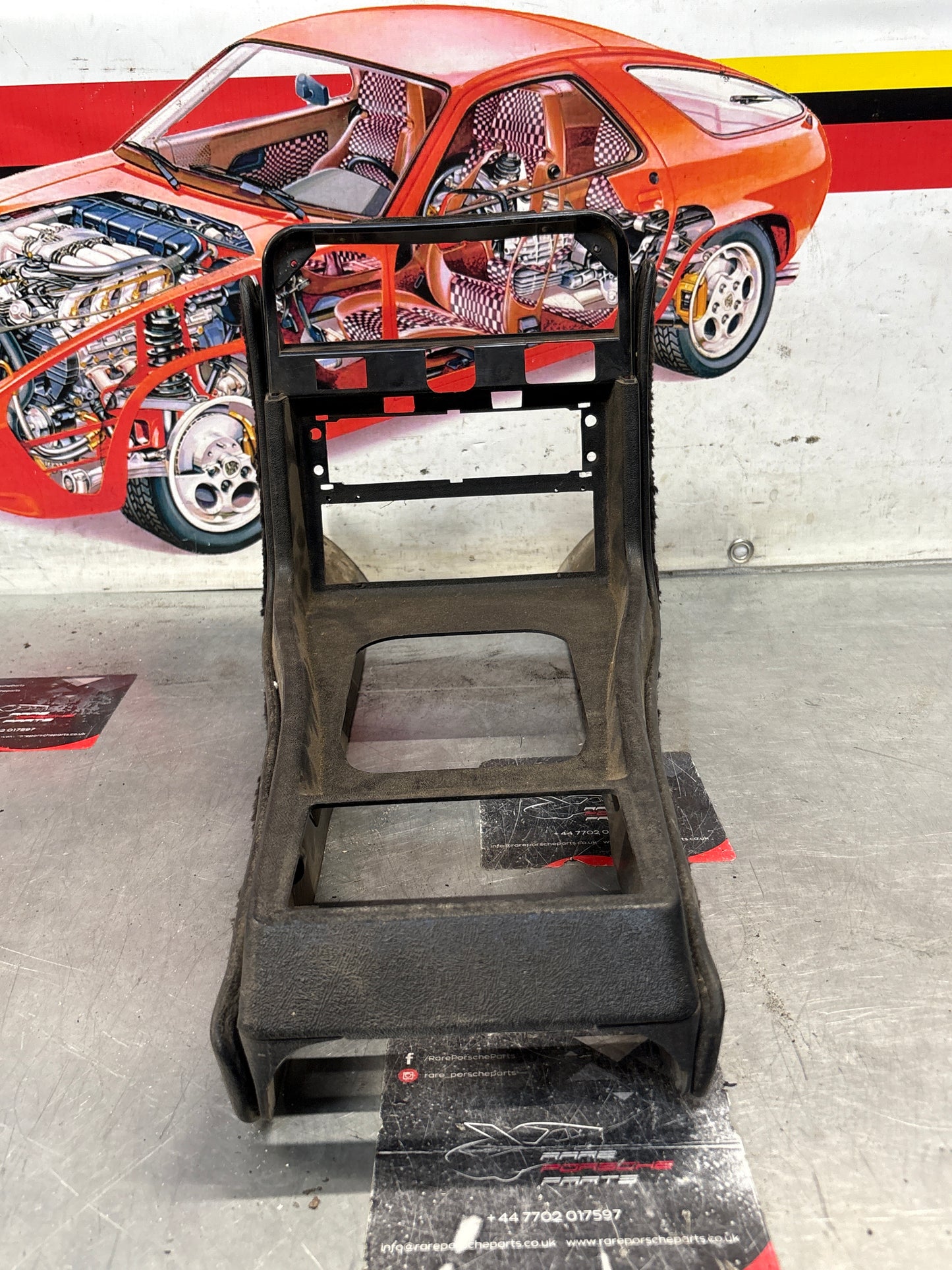 Porsche 924 centre console black, no switch holes 477857951  used