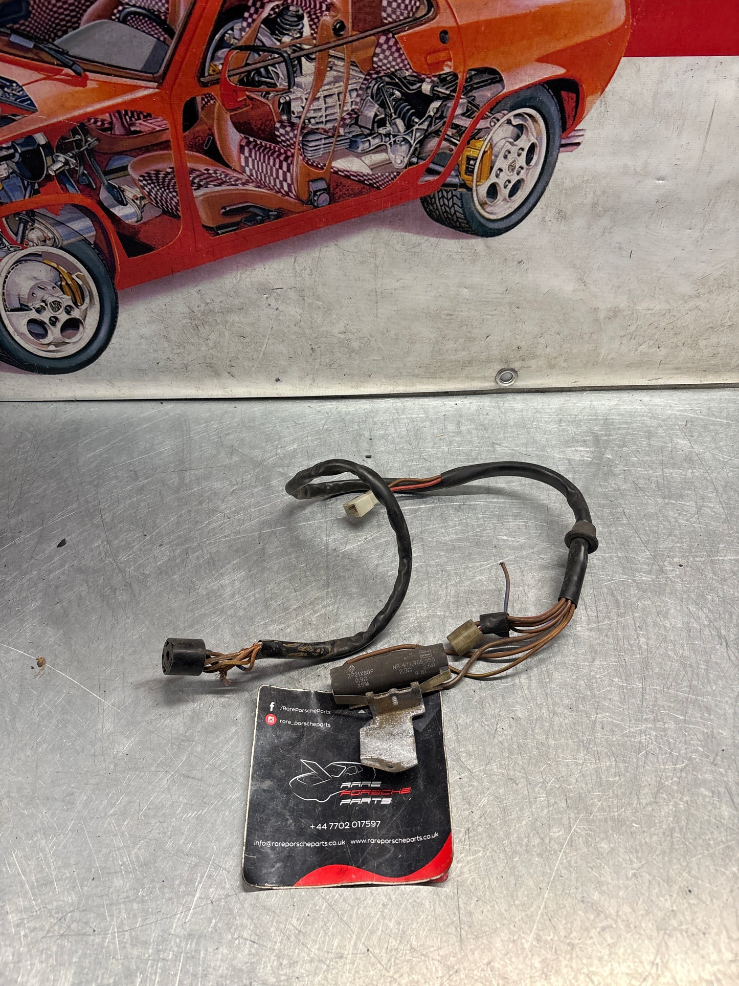 Porsche 924 944 fan motor resistor with wiring loom complete, 477959535 / 477971281 / 477905055 for spares or repair