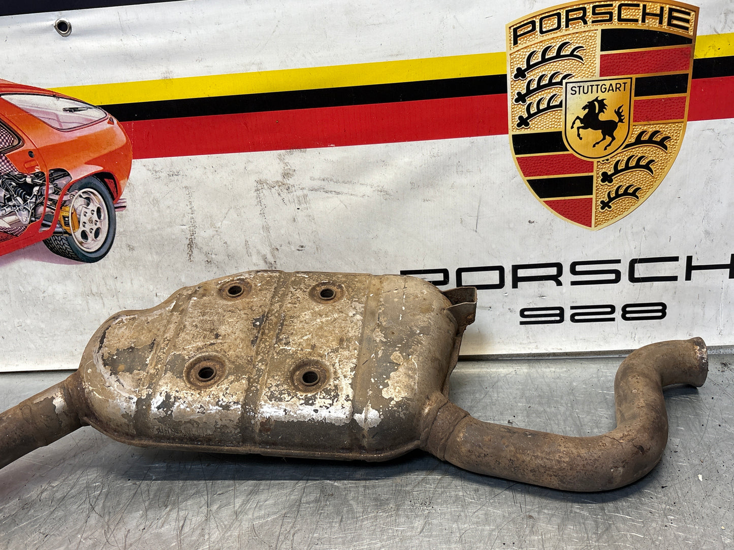 Porsche 928 Left side silencer, used 92811109302