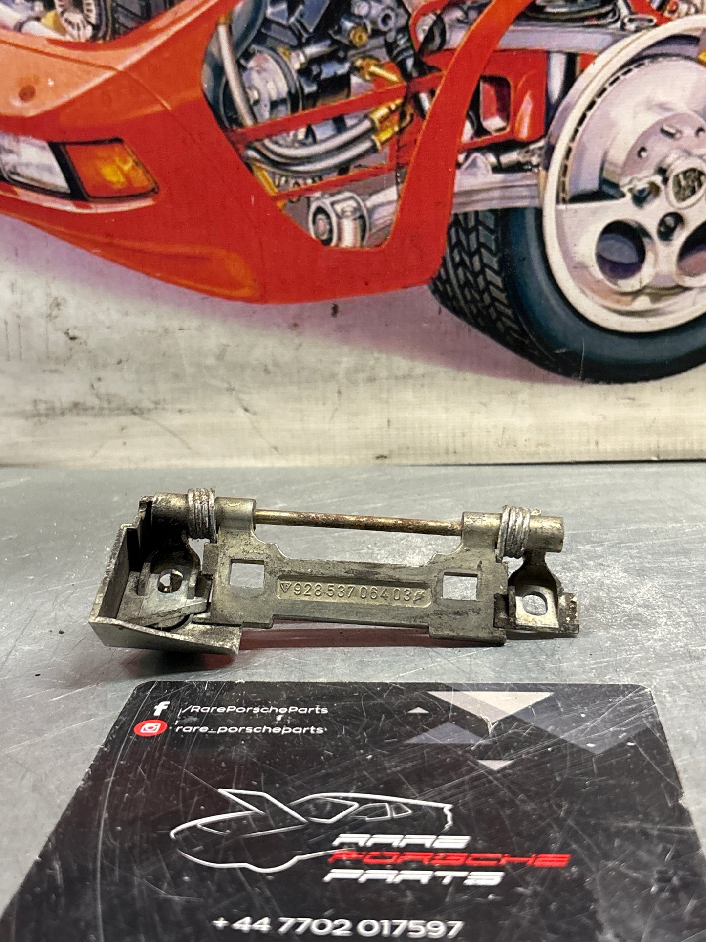 Porsche 928 right door handle assembly latch, used 92853706403