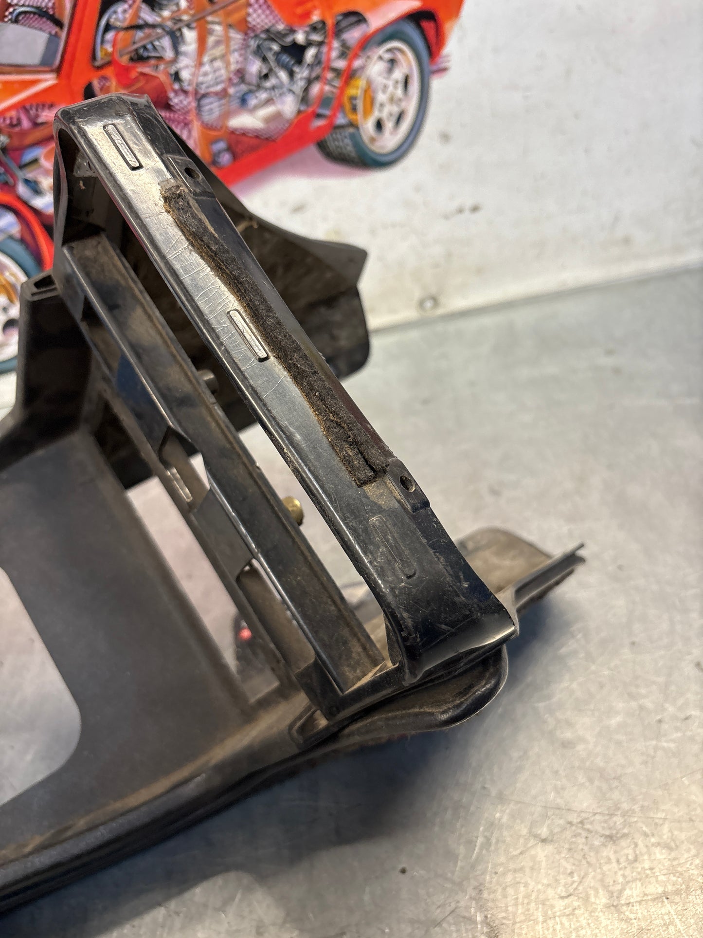 Porsche 924 centre console black, no switch holes 477857951  used