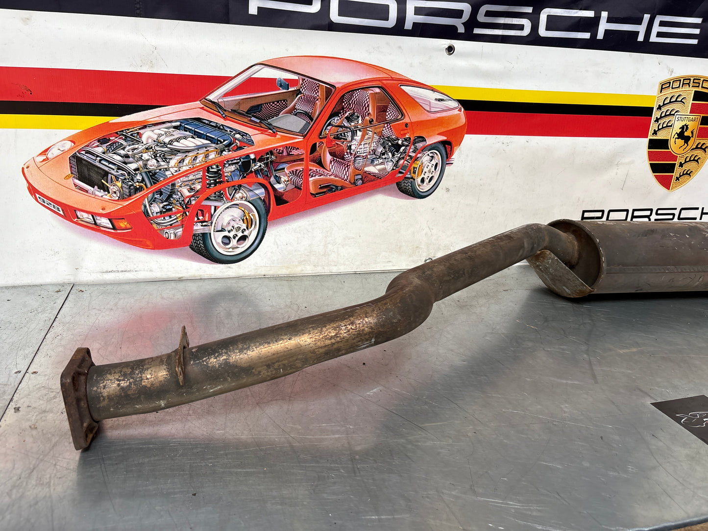 Porsche 924 Turbo Bischoff exhaust system rear muffler, used 93111105006