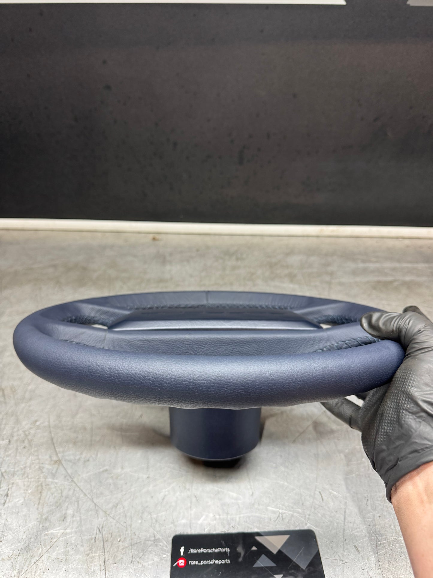 Porsche 944 blue leather steering wheel, refurbished. 94434708402