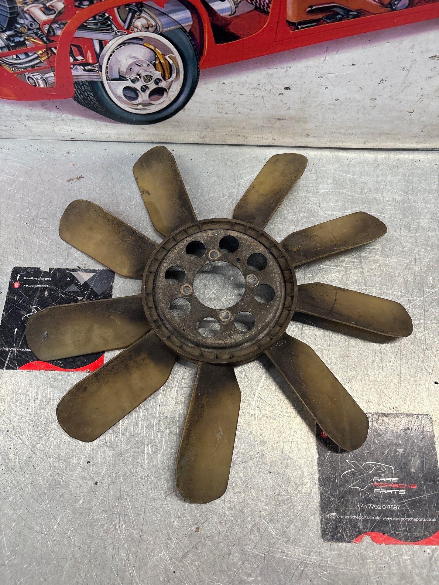 Porsche 928 late engine cooling fan, used 92810613701