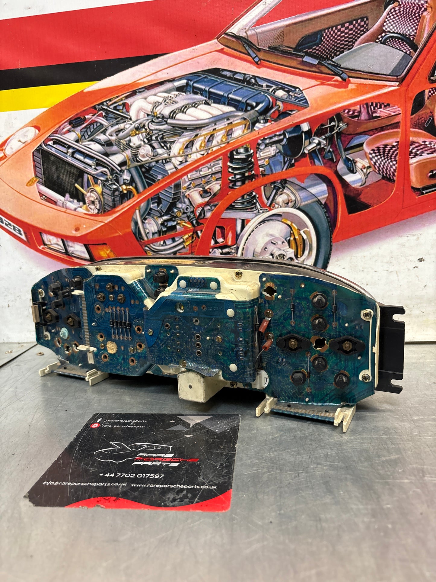 Porsche 944 dash clock binnacle pod speedometer, showing 103692 Km, used 94464131112