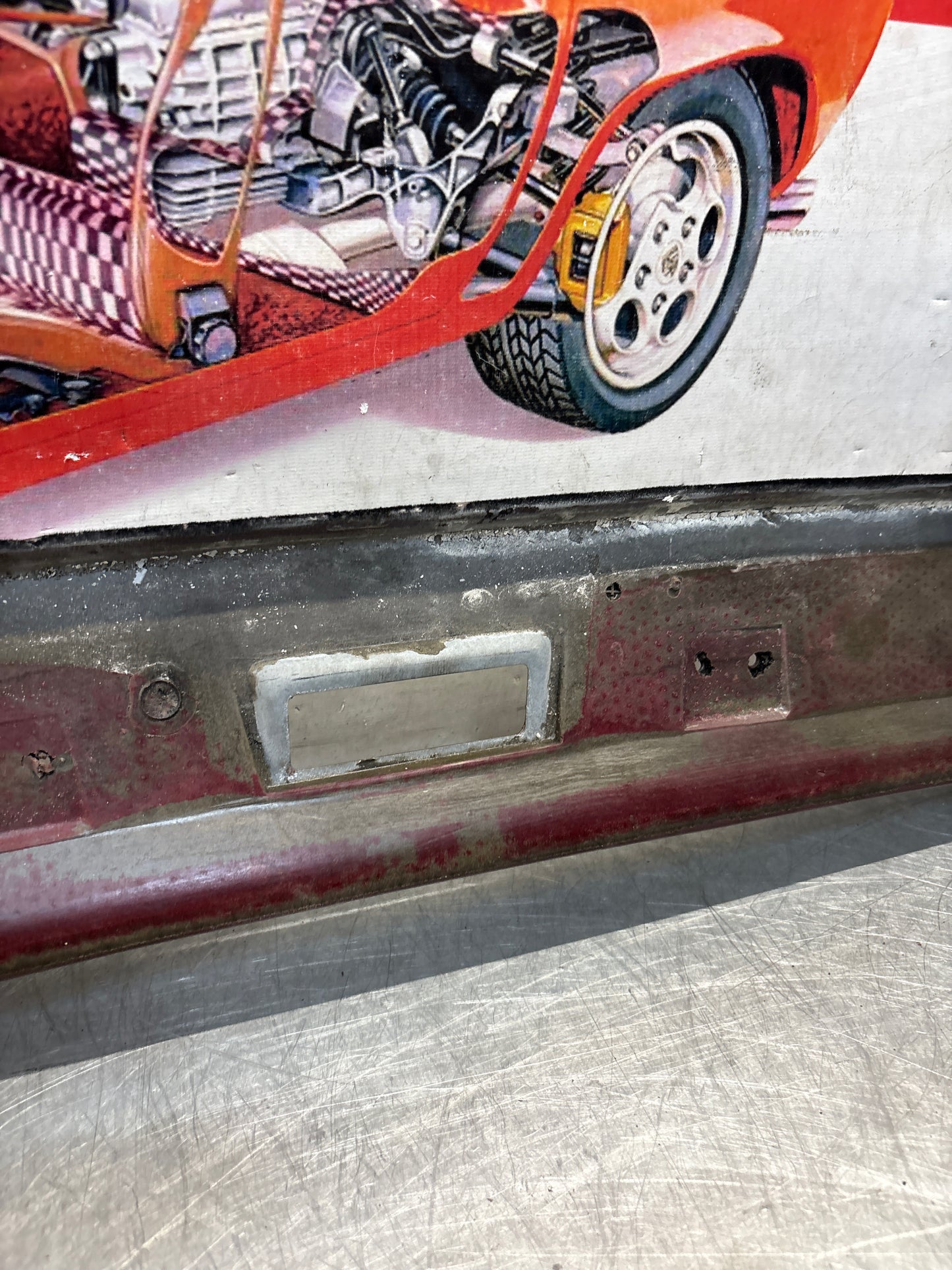 Porsche 944 / 968 front windshield panel trim, used, burgundy 94455503700
