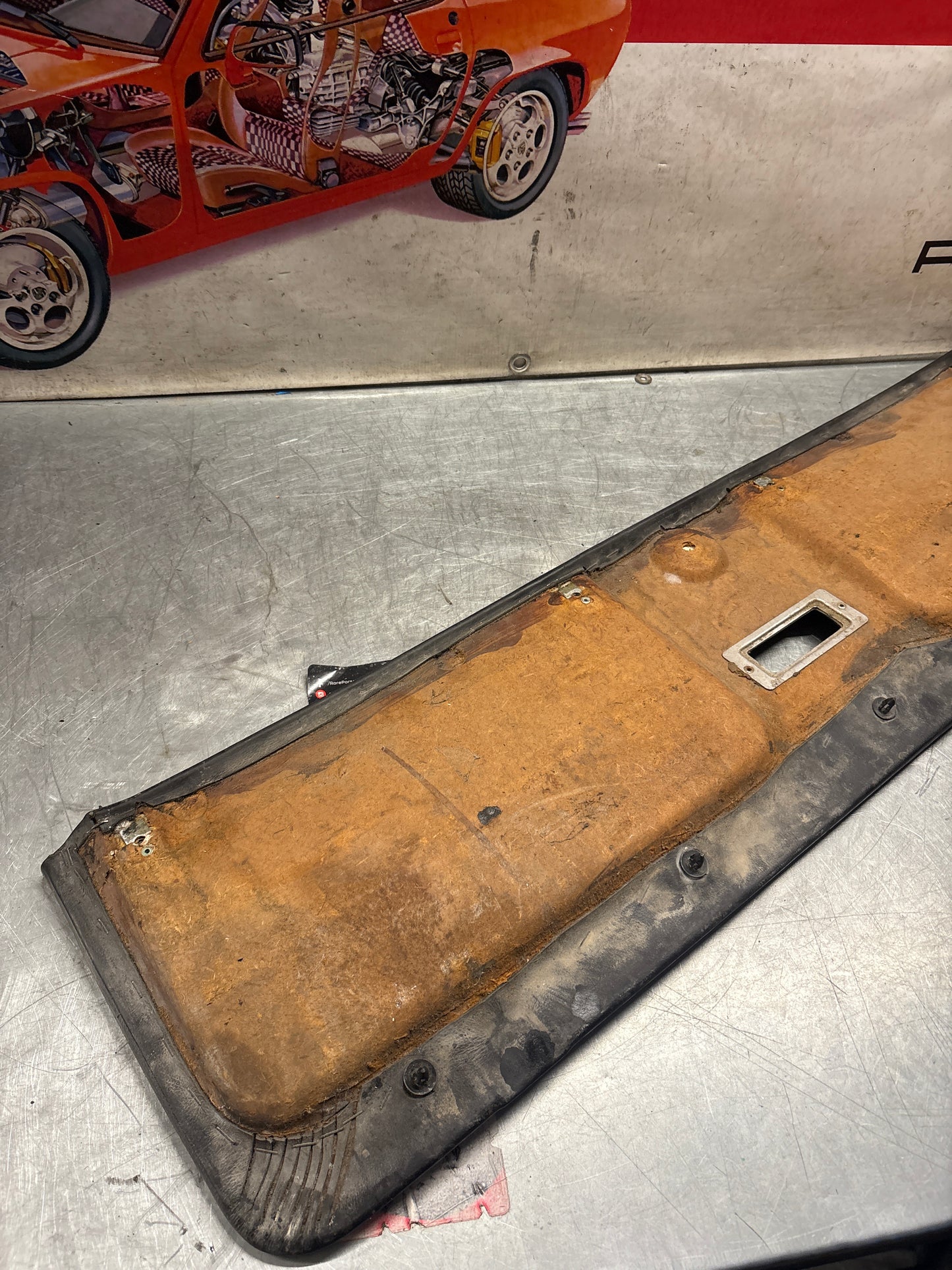 Porsche 928 sunroof mechanism cover trim, used, black 92855552702