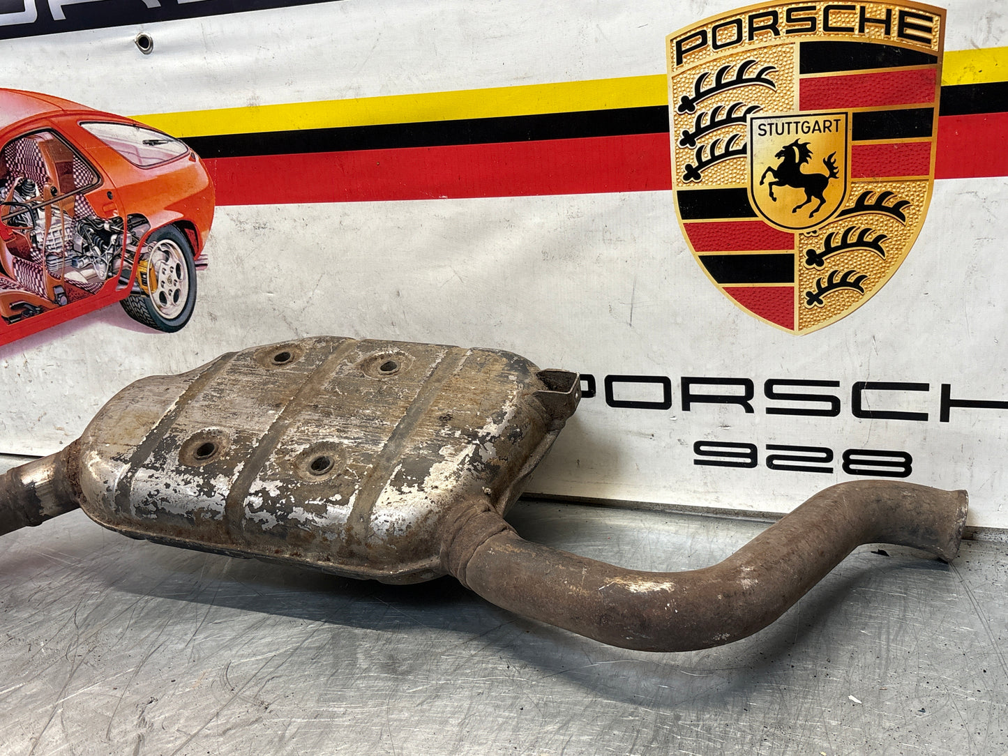 Porsche 928 Left side silencer, used 92811109301