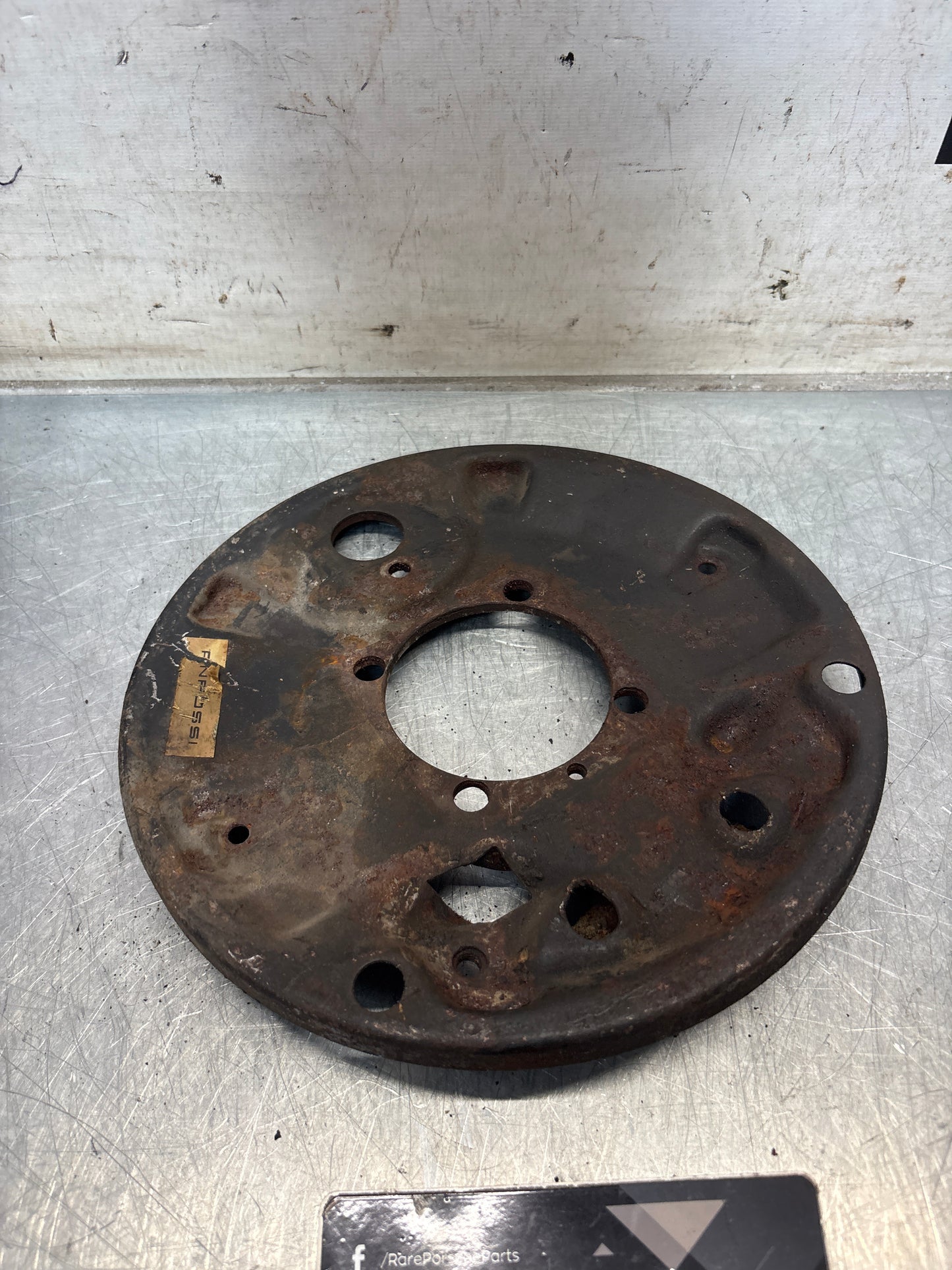 Porsche 924 rear right brake dust shield, used 113609440E