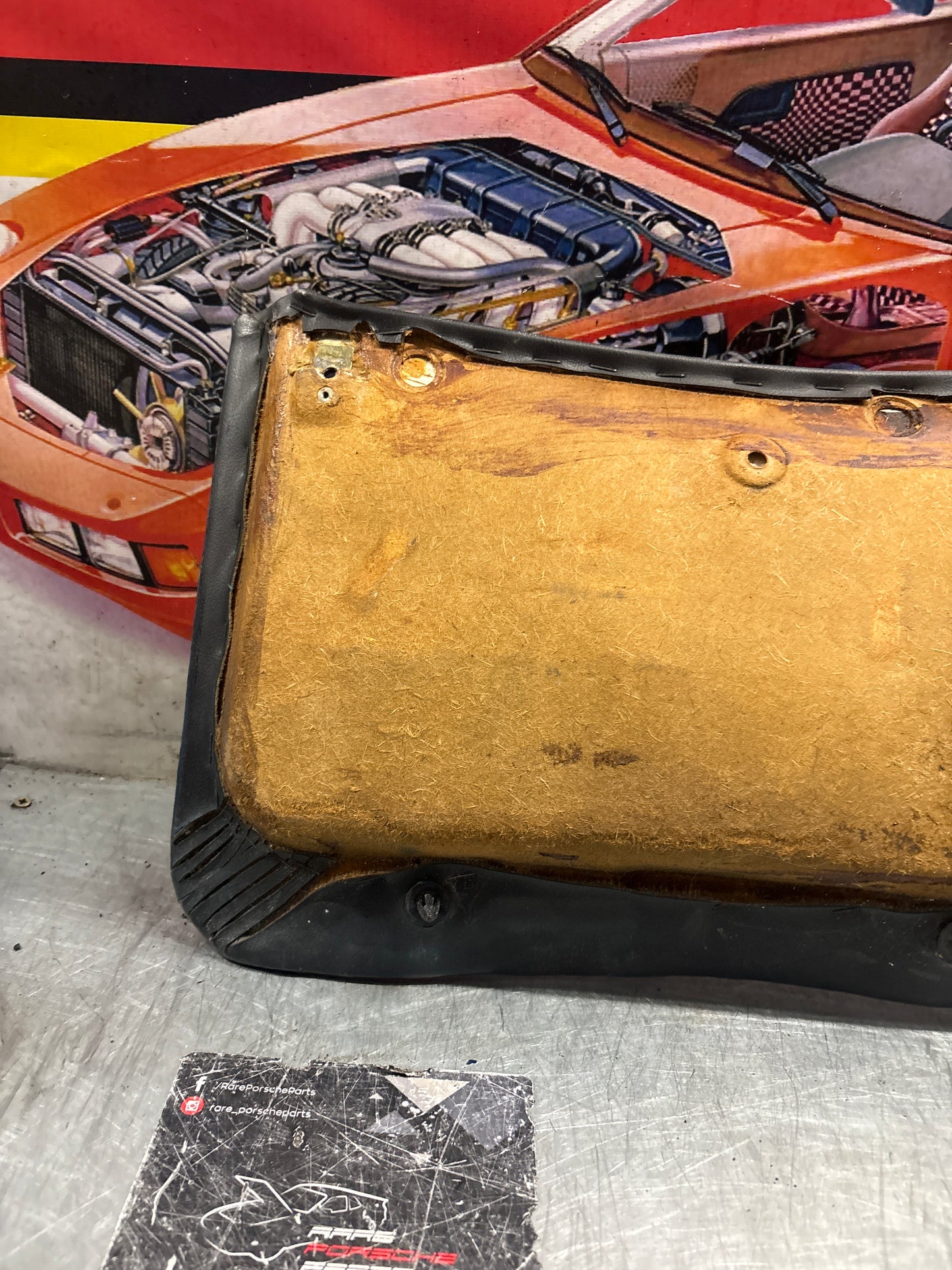 Porsche 928 sunroof mechanism cover trim, used, black 92855552702