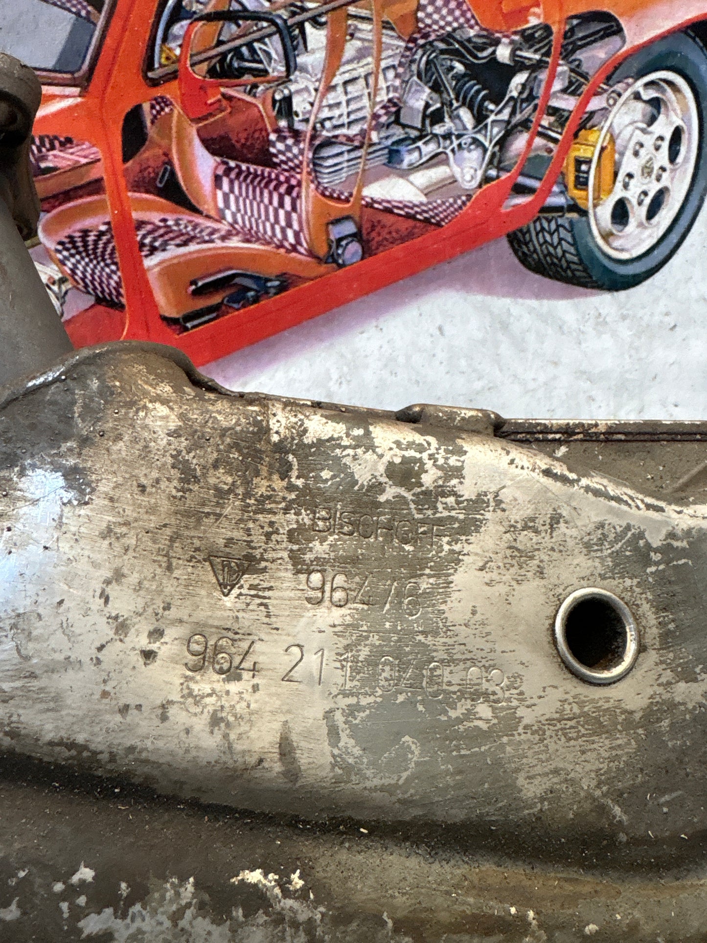 Porsche 911 964 right heat exchanger, used 96421104003