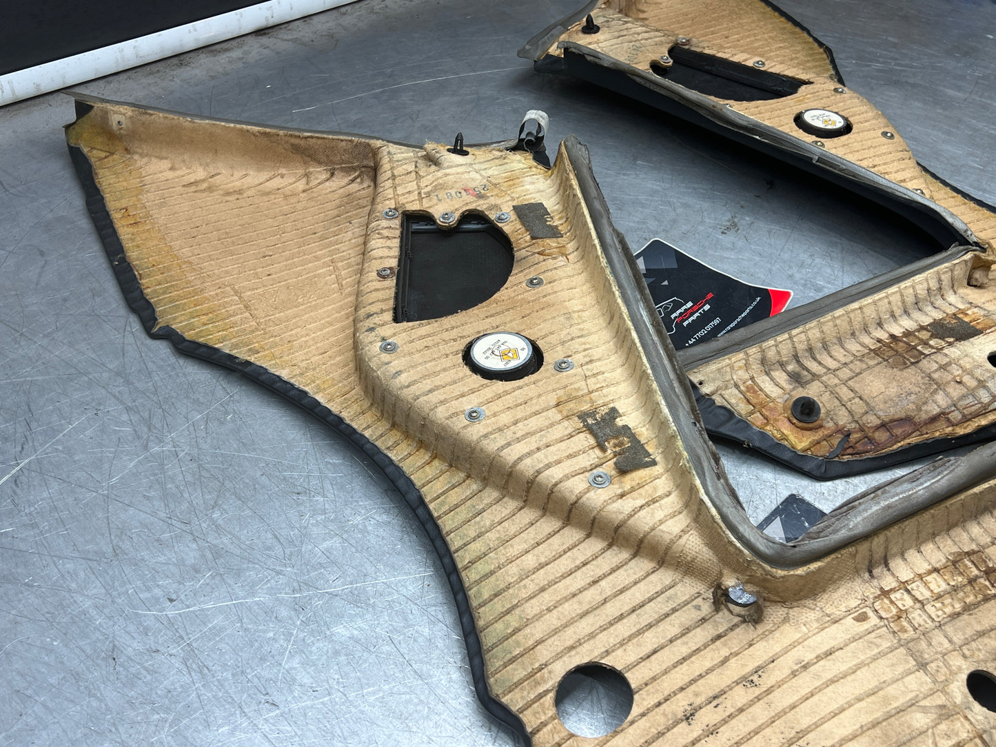 Porsche 944 Turbo S2 Black rear interior C Post trims/cards with M490 sound package, used 94455502113 / 94455502213