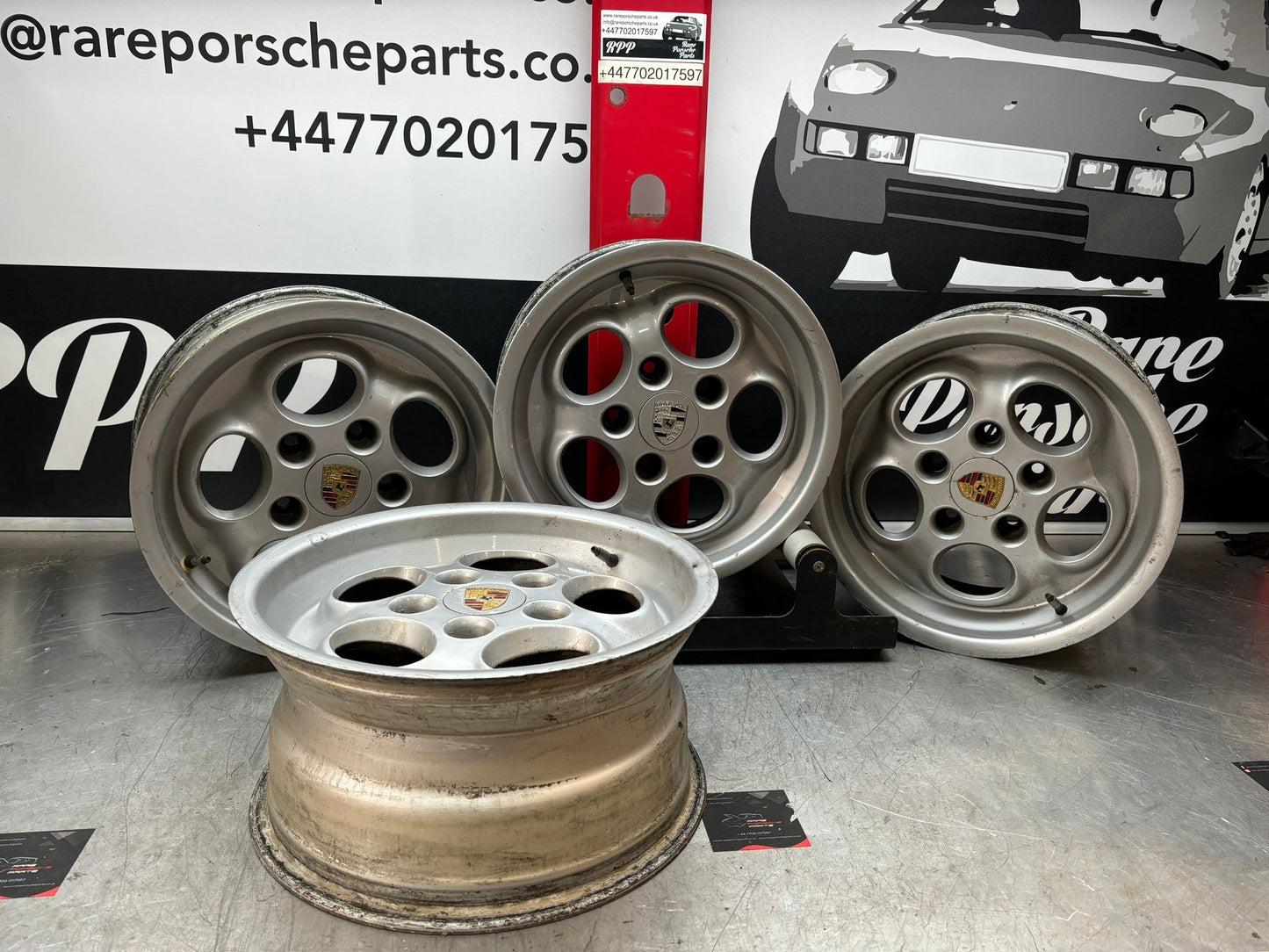 Porsche 944 Turbo set of 16" Teledial wheels rims 7 & 8J wide ET 23.3, in need of refurbishment 95136211400 95136211600