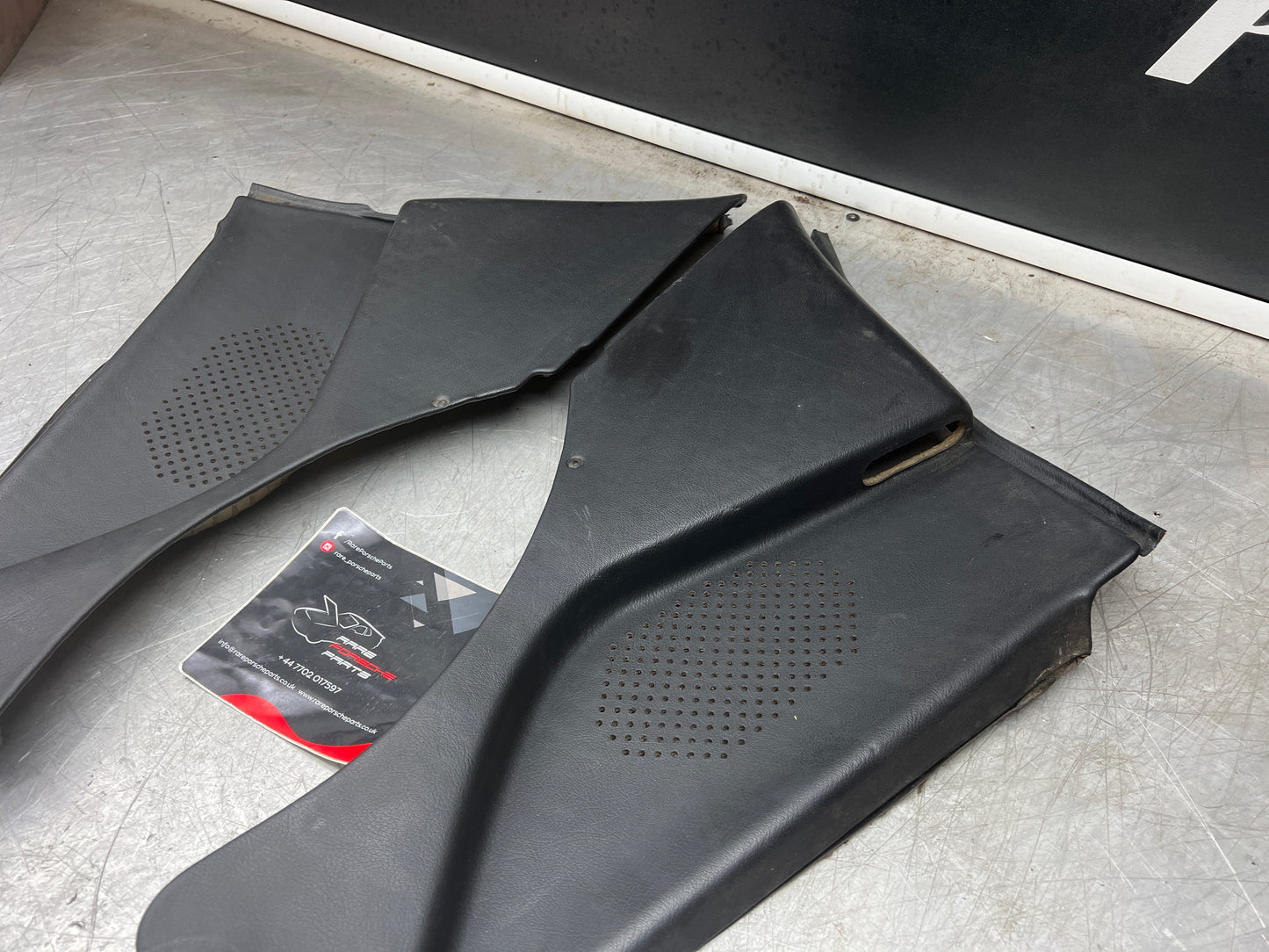Porsche 944 black rear interior C Post trims/cards. Quarter panel trim used 944555021 944555022