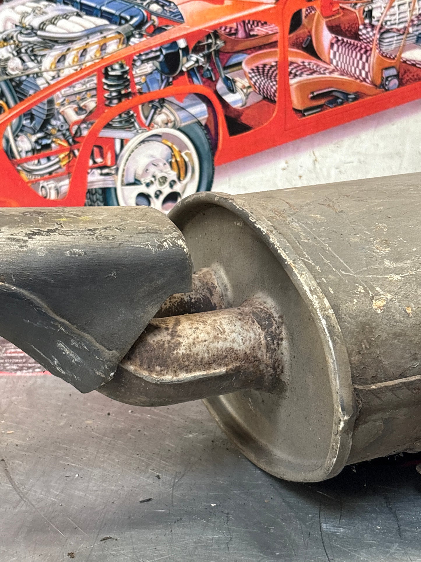 Porsche 928 rear exhaust box, used 92811109701