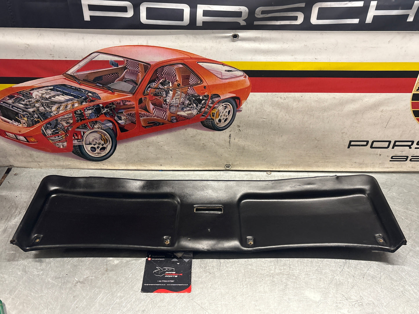 Porsche 928 sunroof mechanism cover trim, used, black 92855552702