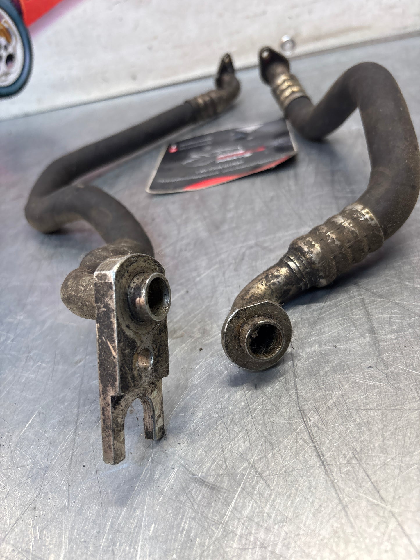 Porsche 944S2 / 968 engine oil cooler pipes, used 94420701104