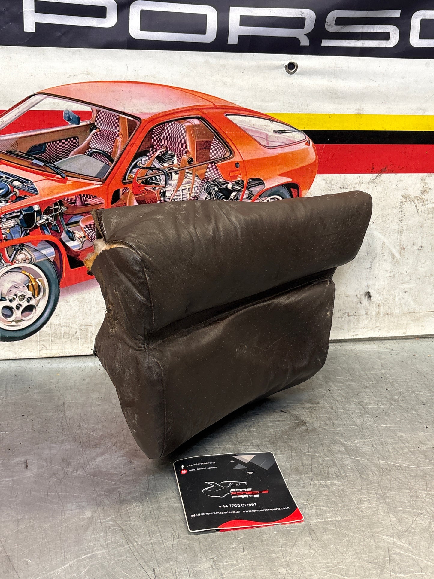 Porsche 928 rear right seat cushion, brown, leather, used 92852206051