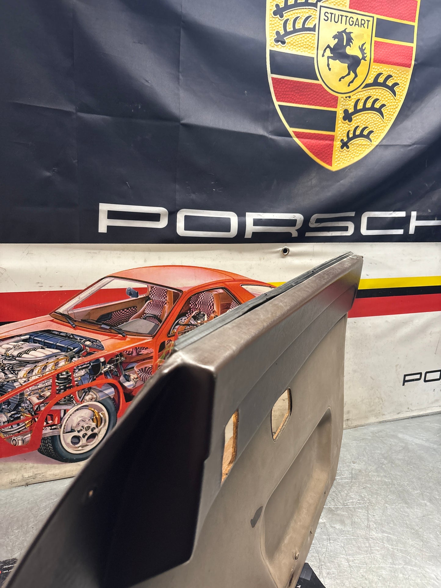 Porsche 924 brown/beige electric window door card, right, off side 477867012 used