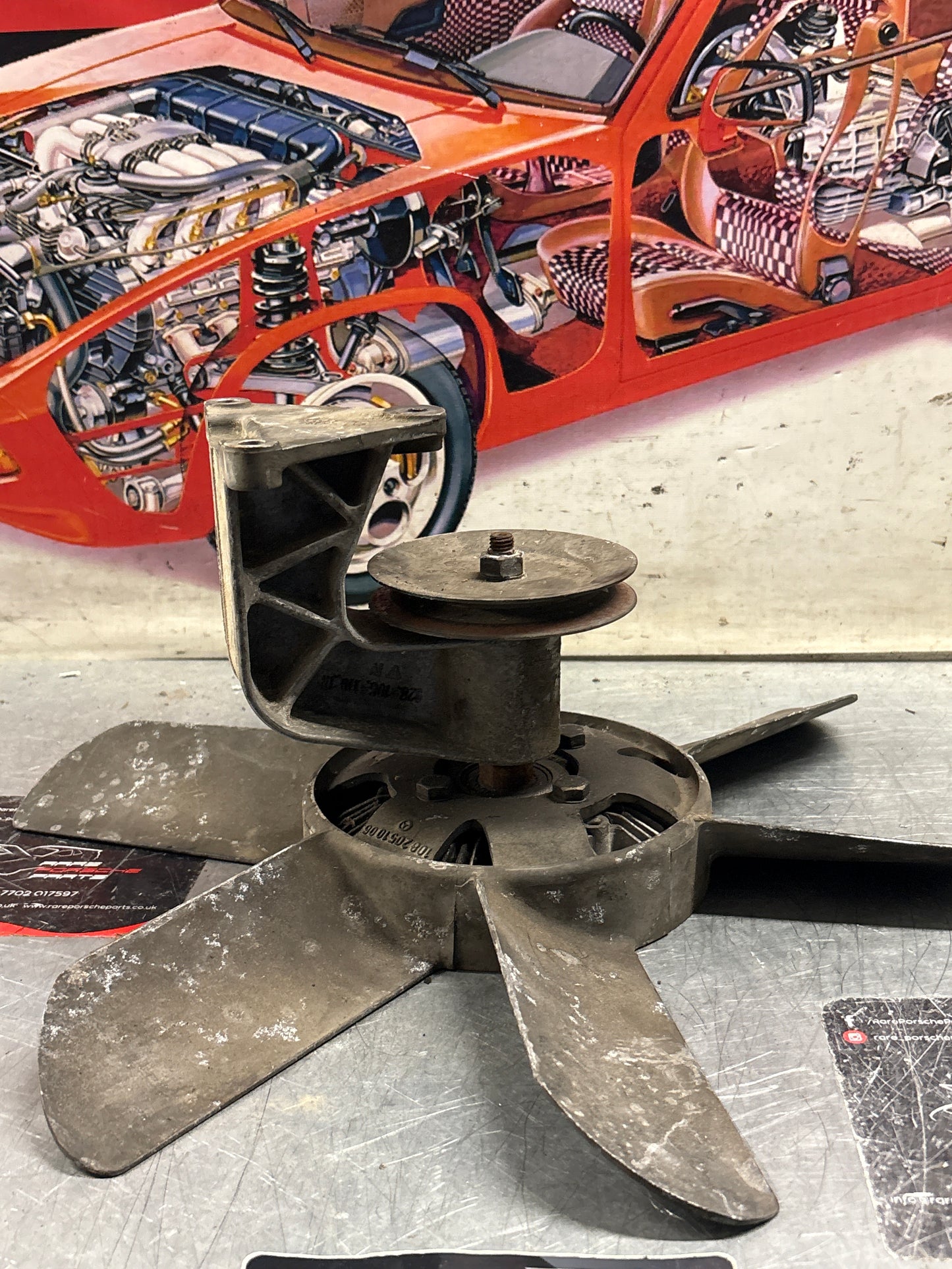 Porsche 928 Engine cooling viscous fan with bracket used 92810613701, 9281061101R