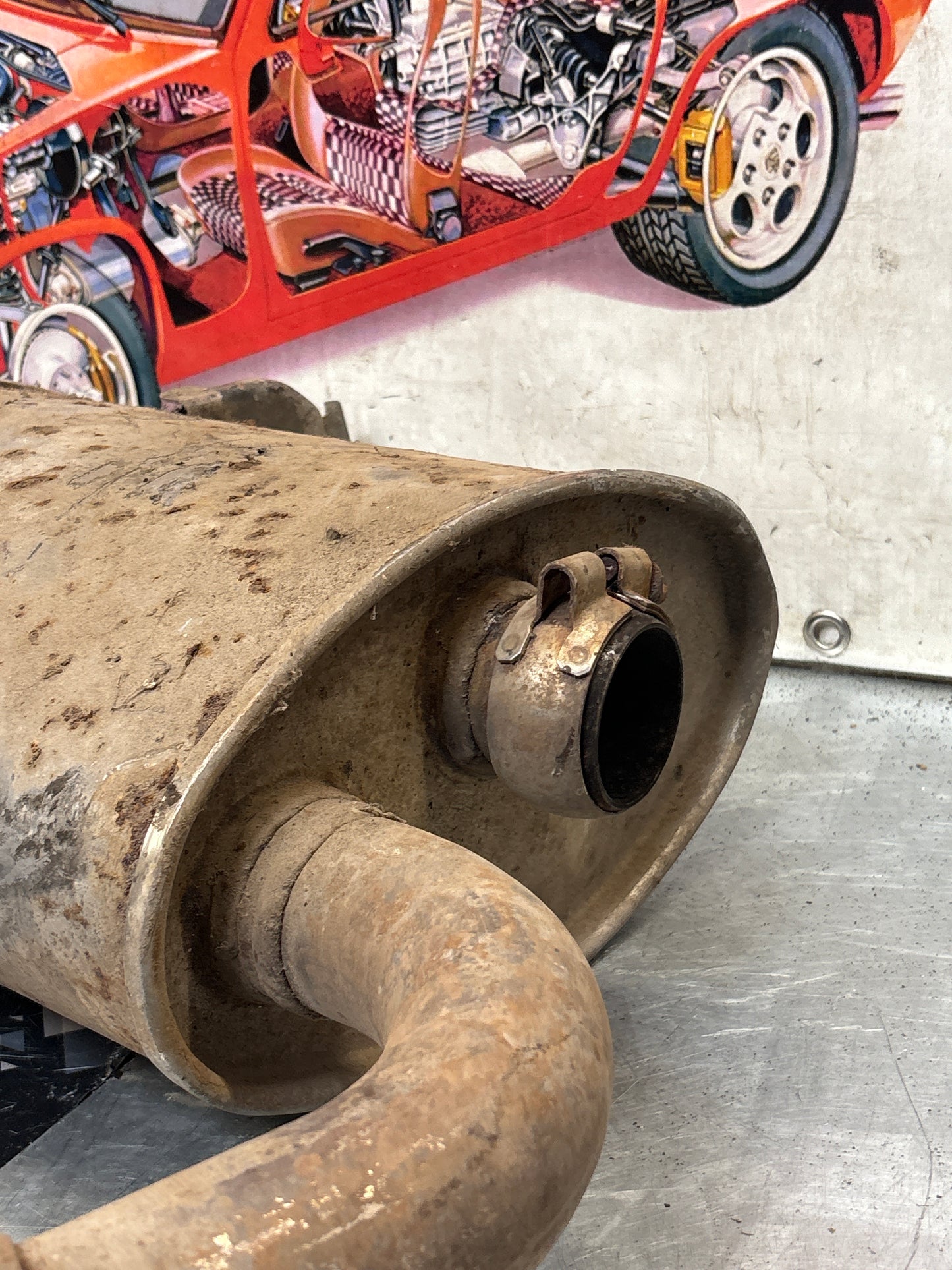 Porsche 928 rear exhaust box, used 92811109704